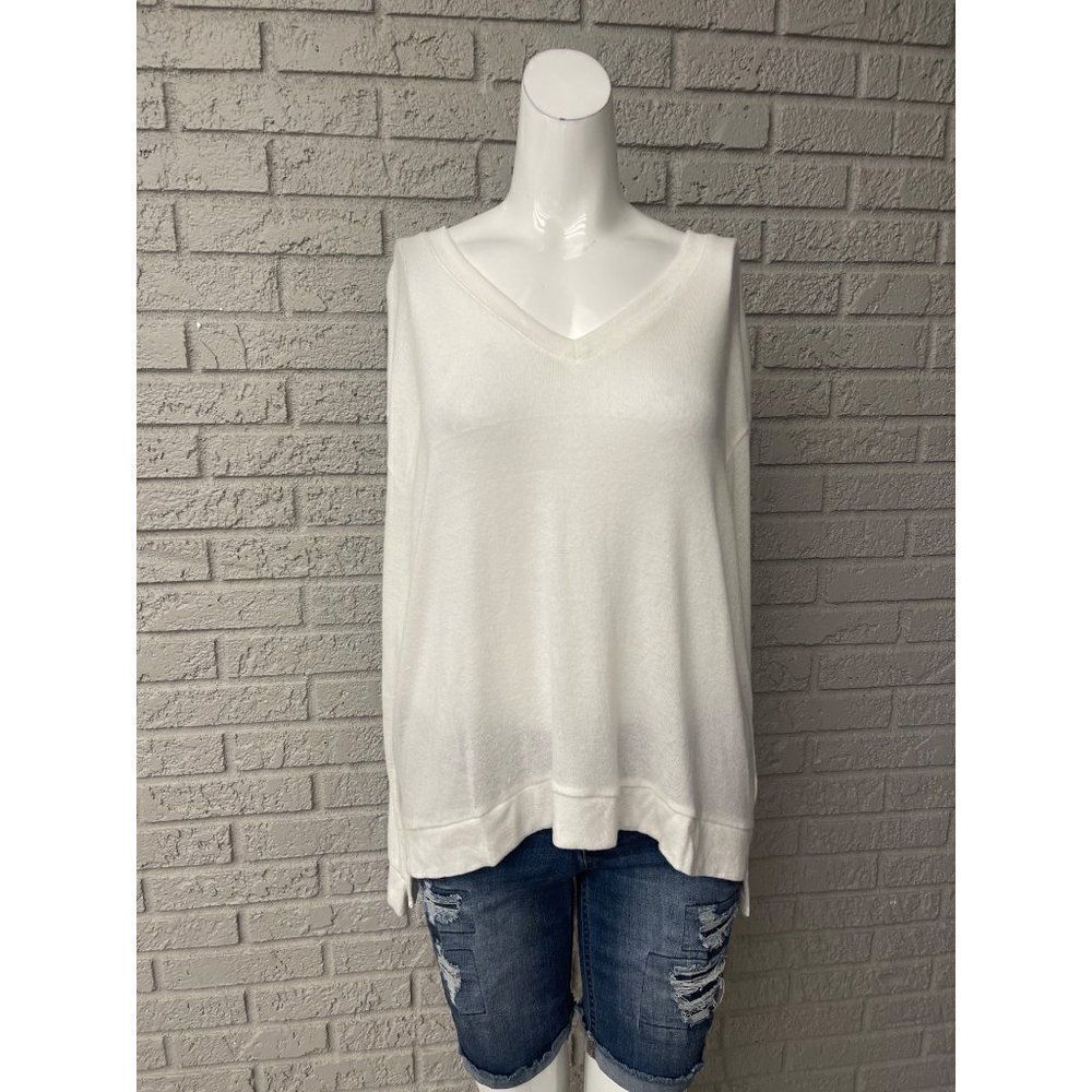 NWT ANA Ivory Lace-Up Back Long Sleeve Knit Sweater Size L